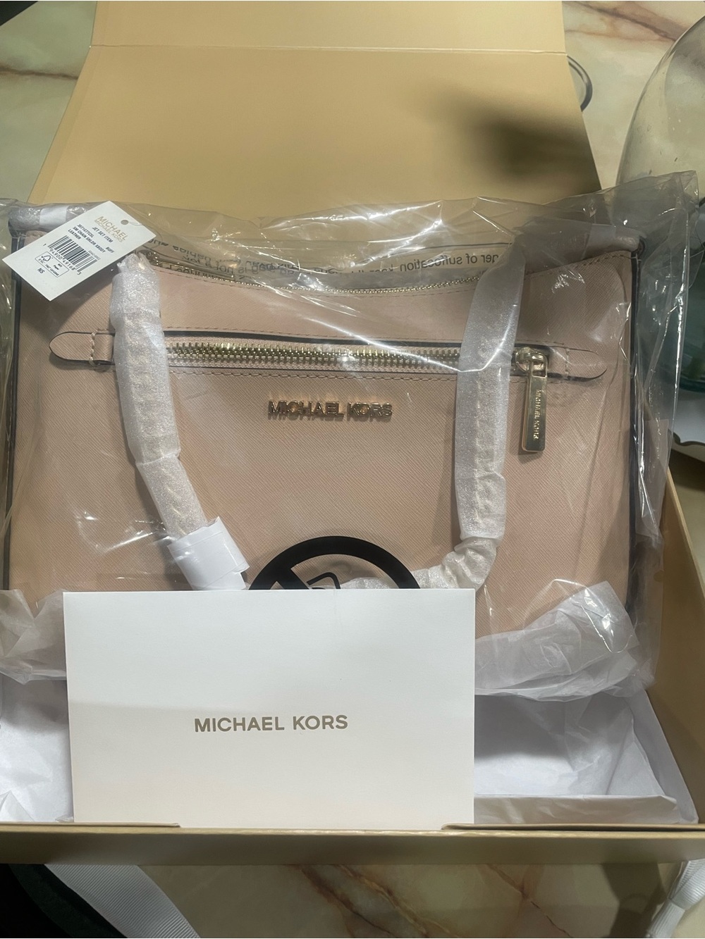 Michael Kors Jet Set Bag Saffiano Leather Crossbody & Shoulder Bag Chain BUFF
